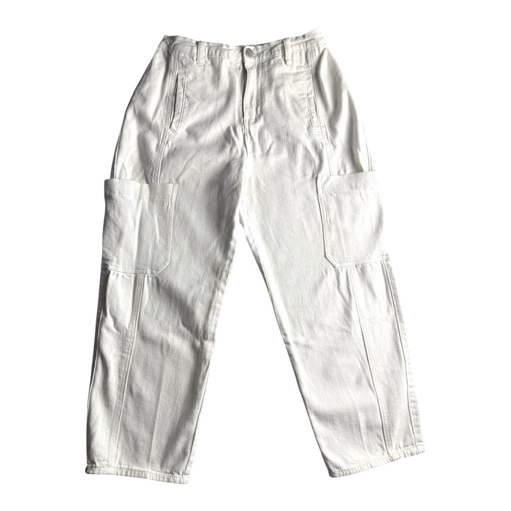 RUE 21 Boho chic Cotton Blend High Waist straight leg Cargo PANTS SZ L Elastic B